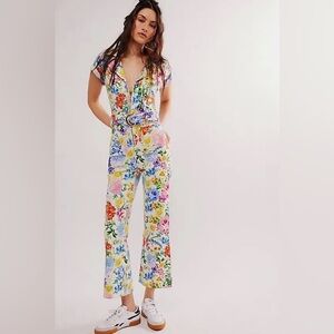 Show Me Your MuMu Floral Belted Jumpsuit in White Multi